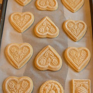 Use special old-fashioned biscuit moulds for beautiful and unusual results.  These traditional springerle biscuits last very well and make festive gifts.  The moulds are provided for you to use in class, in a variety of shapes for different holidays and seasons.

[Food made and photographed by Laura Donohue, Cottage Garden Cookery]