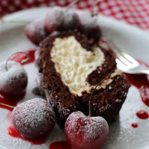 This roulade is very light in texture and very chocolately. It has the added advantage of being gluten free.  It is invariably a hit: cream, chocolate and fruit, and not at all heavy despite it all.   

[Food made and photographed by Laura Donohue, Cottage Garden Cookery]