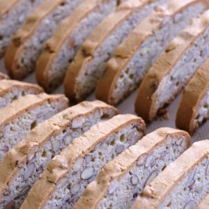 Laura's original-recipe Italian biscotti, twice-baked crunchy biscuits, are made with over 40% almond -- serve with coffee or tea, a glass of milk, or sweet wine.

[Food made and photographed by Laura Donohue, Cottage Garden Cookery]