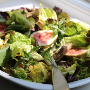 This refreshing main-course salad with lamb and figs is dressed with pomegranate molasses, honey and Sardinian olive oil. 

[Food made and photographed by Laura Donohue, Cottage Garden Cookery]